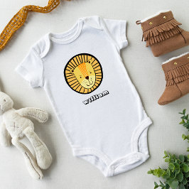 Body Para Bebê Nome Personalizado de Leão Fofo