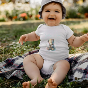 Body Para Bebê Nome Personalizado de Molereca de Aquarela Floral