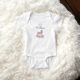 Body Para Bebê Nome personalizado do bebê Anunciado Cavalo Azul