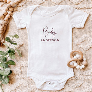 Body Para Bebê Nome Personalizado do Bebê Burgundy