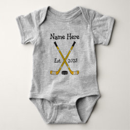 Body Para Bebê Nome Personalizado do Bebê de Hockey Ano Nascer Ne