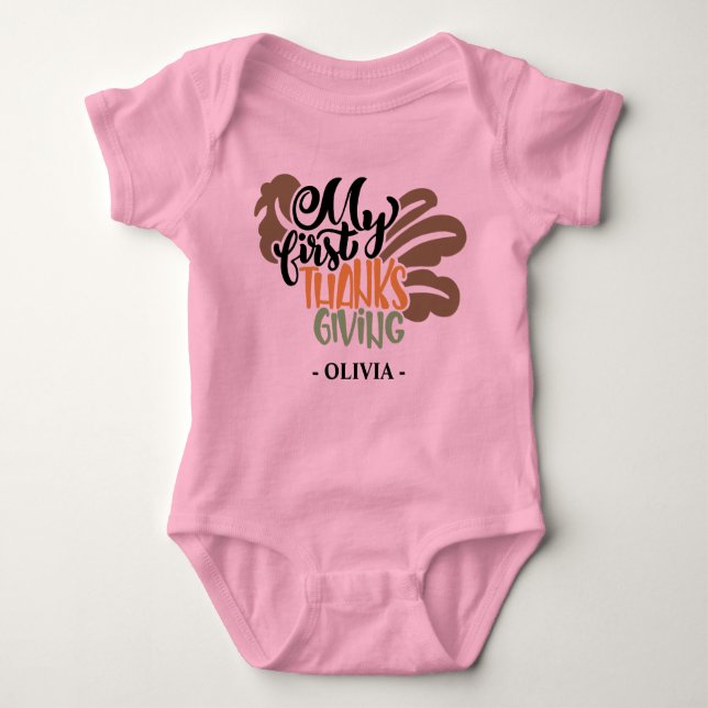 Body Para Bebê Nome Personalizado Do Bebê Meu Primeiro Dia De Açã (Frente)