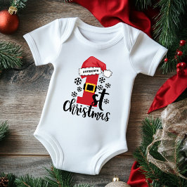 Body Para Bebê Nome Personalizado do Bebê Santa Hat
