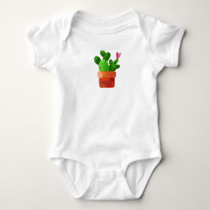 Body Para Bebê Nome Personalizado do Coração Cactus Unisex