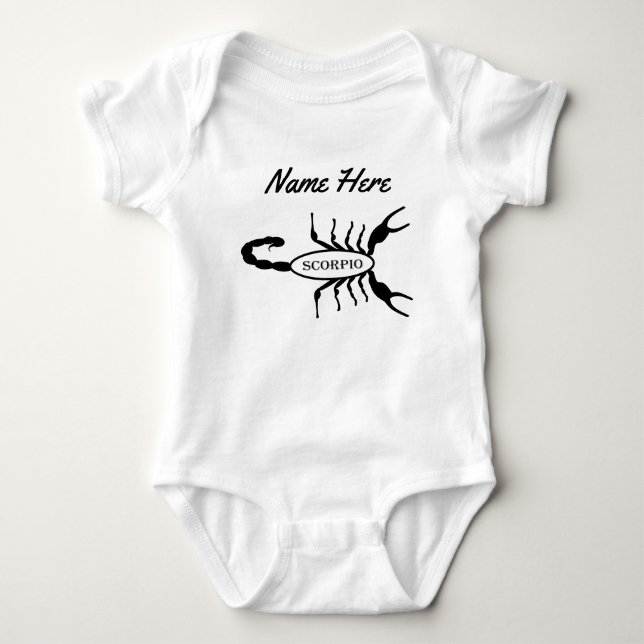Body Para Bebê Nome Personalizado do Sinal de Estrela do Scorpio  (Frente)