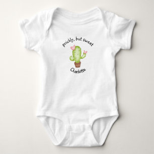 Body Para Bebê Nome personalizado fofo, mas doce Cactus Aquarela