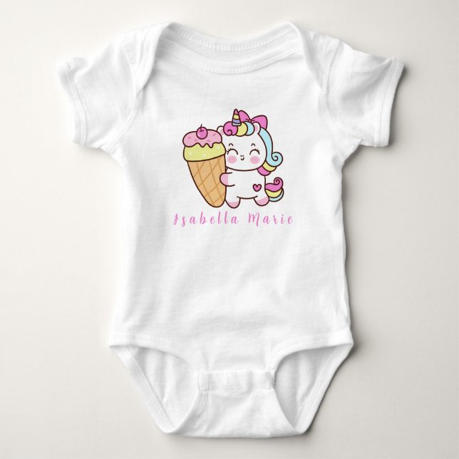 Body Para Bebê  Nome Personalizado Fofo Moderno  (Frente)