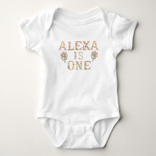 Body Para Bebê Nome Personalizado Letras Florais Bebê (Frente)