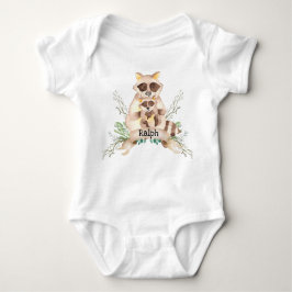 Body Para Bebê Nome personalizado Mãe e Bebê Raccoon Bebê Roupa