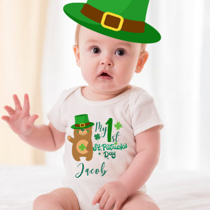 Body Para Bebê Nome Personalizado Minha Primeira Rua. Shamrock do