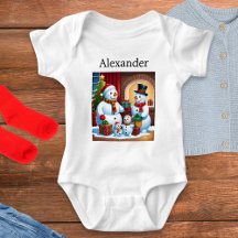 Nome Personalizado Natal Boneco de Neve Família Fo