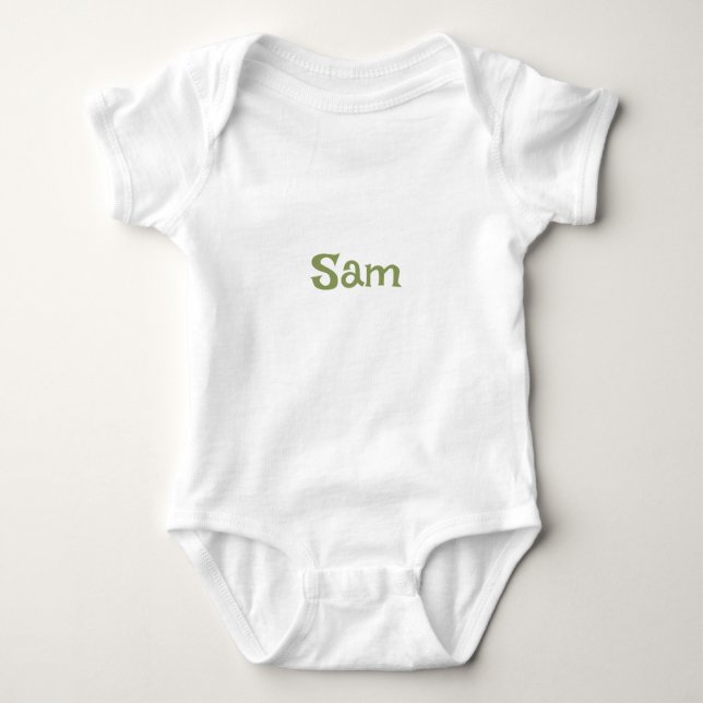 Body Para Bebê Nome Personalizado Verde de Moss Simples (Frente)