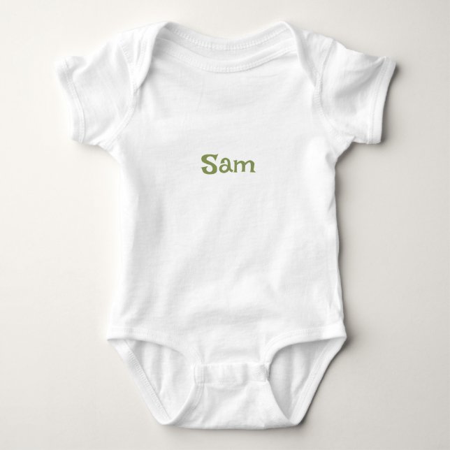Body Para Bebê Nome Personalizado Verde Musgo Simples (Frente)