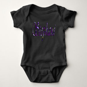 Body Para Bebê Nome Stephani Floral Roxo,
