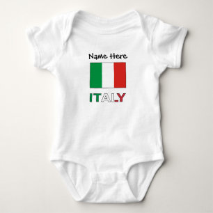 Body Para Bebê Nome Tricolore Moderno Aqui Bandiera Italiana 