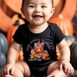 Body Para Bebê Nome Truque Cute Spooky ou Trate Doces Halloween