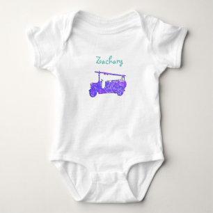 Body Para Bebê Nome Zachary Com Um Caminhão De Bombeiros,