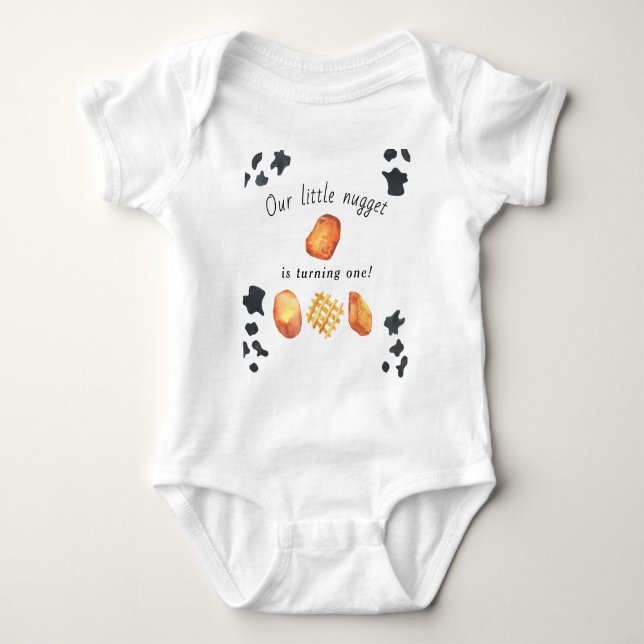 Body Para Bebê Nossa pequena pepita está fazendo um Aniversário d (Frente)