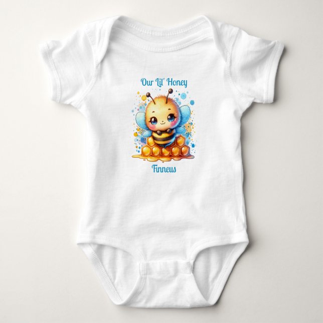 Body Para Bebê Nosso Mel Lil | Abelhas de mel personalizadas (Frente)
