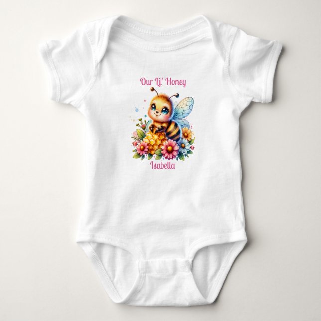 Body Para Bebê Nosso Mel Lil | Abelhas de mel personalizadas (Frente)