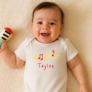 Body Para Bebê Notas Musicais para o Seu Futuro Rockstar