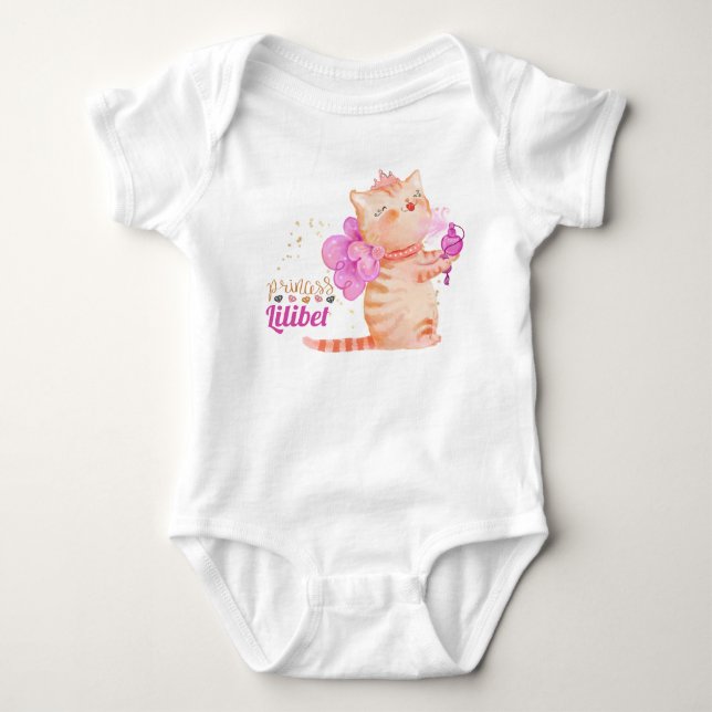 Body Para Bebê Nova Bebê Princesa Lilibet Gatinho Fofo Nomeado Be (Frente)