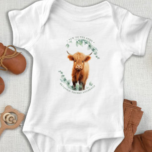 Body Para Bebê Nova No Rebanho Boho Vegetação Vaca De Terras Alta