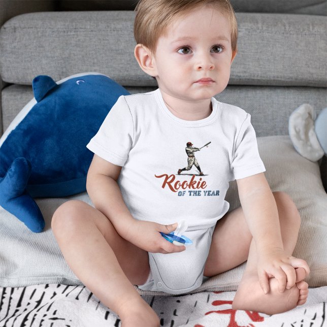 Body Para Bebê Novato do Ano de Beisebol (Rookie of the Year Baseball Baby Bodysuit Front)