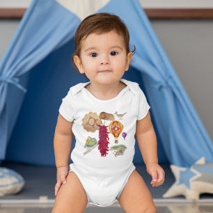 Body Para Bebê Novo México Vermelho Chile Pinõn Zia Balão de Ar Q