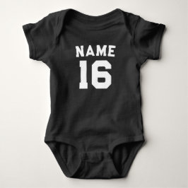 Body Para Bebê Número de Jersey de Futebol Preto Personalizado