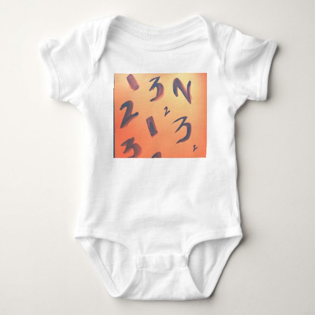 Body Para Bebê Números laranja design para roupa para bebê. (Frente)
