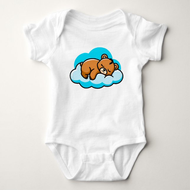 Body Para Bebê ☁️🐻 Nuvem de Urso Adormecido Presente para Bebê ✨ (Frente)