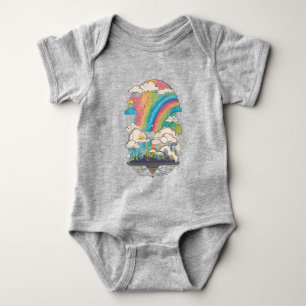 Body Para Bebê Nuvens 20 chuvas, cores do arco-íris, nuvens brilh