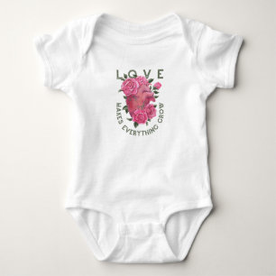 Body Para Bebê O Amor Faz Tudo Crescer - Arte Romântica Floral