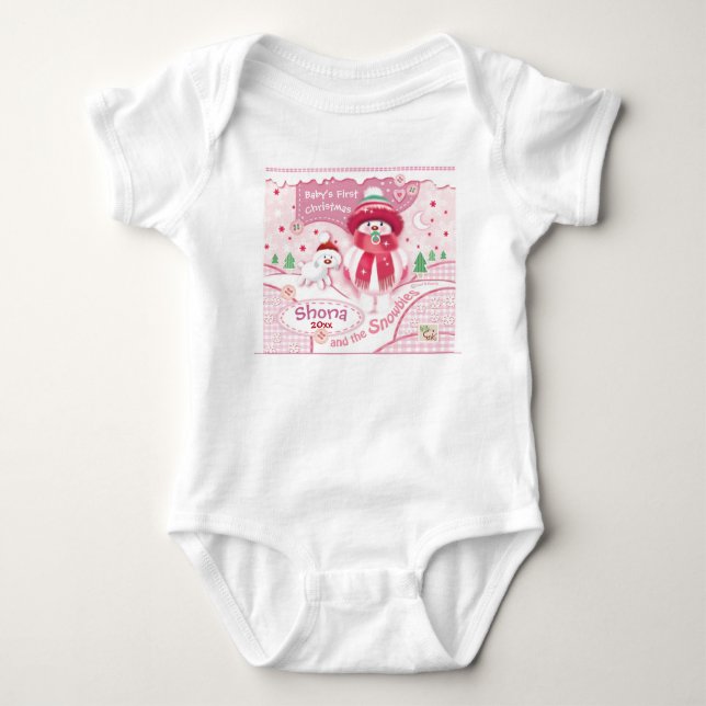 Body Para Bebê ø Natal, bebé. Snowbie bonito (Frente)