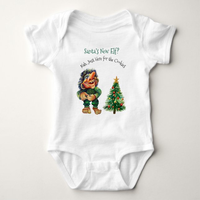 Body Para Bebê O novo Elf dos Papais noeis de Natal de Troll engr (Frente)