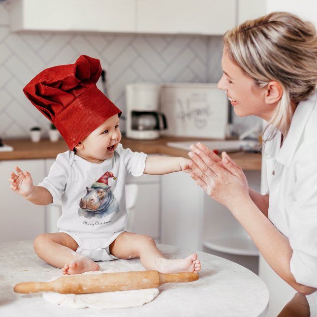 Body Para Bebê O Pequeno Hipopótamo do Papai Noel, personalizado (Criador carregado)