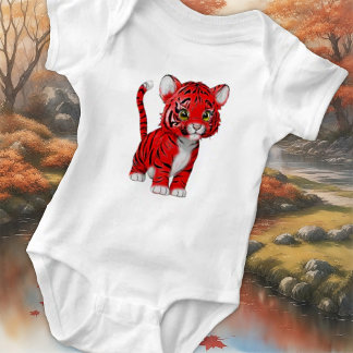 Body Para Bebê O Pequeno Tigre, Vermelho