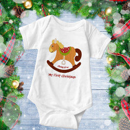 Body Para Bebê O primeiro cavalo balançador de Natal do bebê