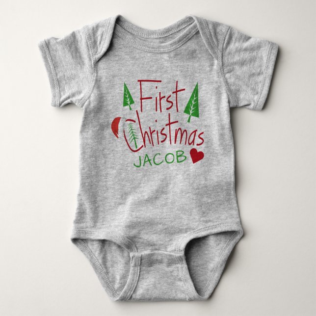 Body Para Bebê O Primeiro Natal do Bebê Personalizado (Frente)