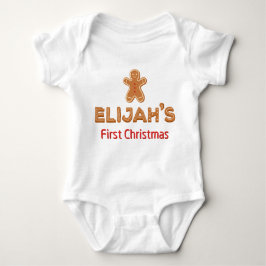 Body Para Bebê O Primeiro Pão de Natal de Elijah personalizado
