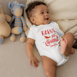 Body Para Bebê O primeiro Papai noel de Natal do Bebê Personaliza