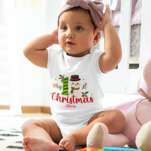 Body Para Bebê O Primeiro Snowman de Natal Holly, um Bebê Persona