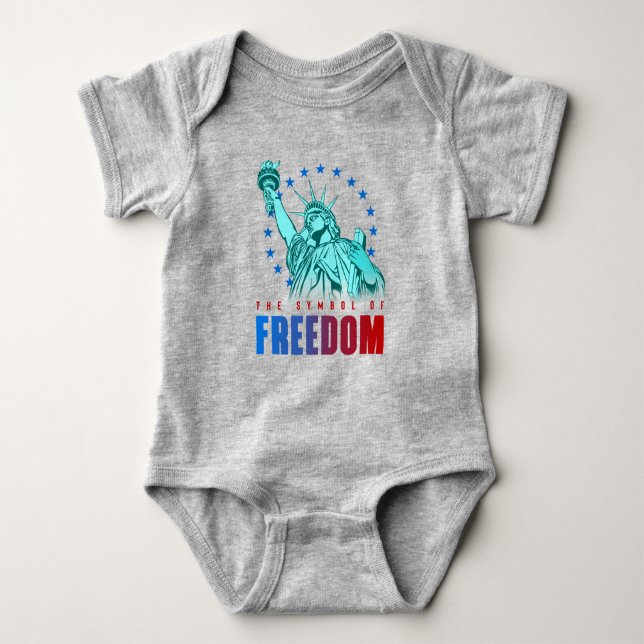 Body Para Bebê O Símbolo da Liberdade | Bebê-macarrão (Frente)