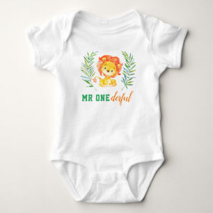 Body Para Bebê O Sr. Onederful Primeiro Aniversário Selvagem Leão