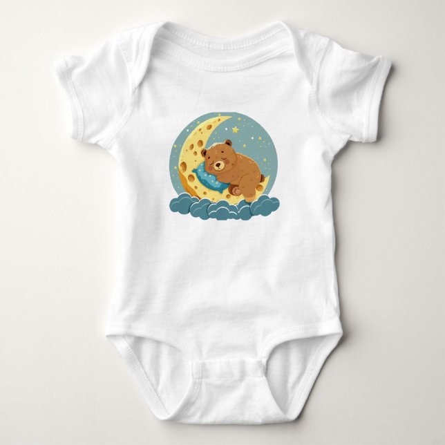 Body Para Bebê O urso dorme na lua (Frente)
