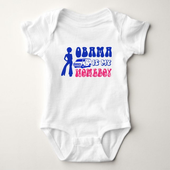 Body Para Bebê Obama é meu ficar em casa (Frente)
