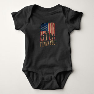 Body Para Bebê Obrigado Dia dos Veteranos Bandeira Americana Vint
