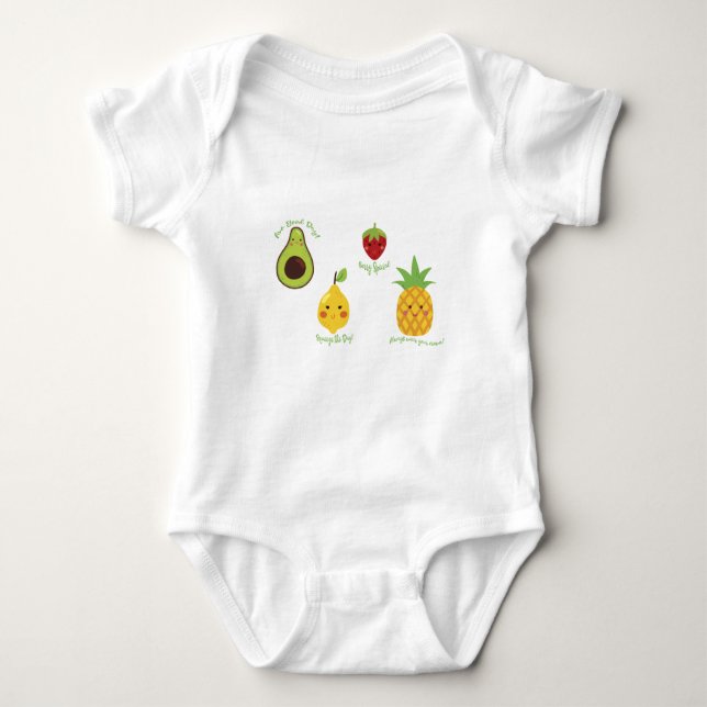 Body Para Bebê Obter Fruticultura Avocado Lemon Strawberry Pineap (Frente)