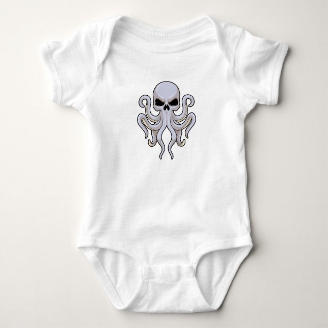 Body Para Bebê Octopus com 8 Braços e Crânio (Frente)